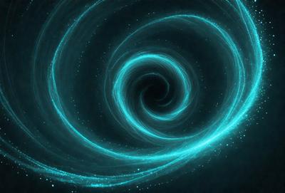 The primary subject of the image is a spiral, which is the main object, scene, or focus of the image. The spiral is set against a dark background, creating a dramatic and moody atmosphere. The visual style of the image is digital art, as it appears to be a digital illustration or drawing. The colors in the image are predominantly blue, which adds to the overall mood and aesthetic of the spiral.
