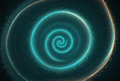 The primary subject of the image is a spiral pattern, which is the main object, scene, or focus of the image. The spiral pattern is set against a dark blue background, creating a striking contrast. The visual style of the image is digital art, as it appears to be a digital illustration or a digital drawing. The dominant colors in the image are blue and white, giving it a calm and serene atmosphere.