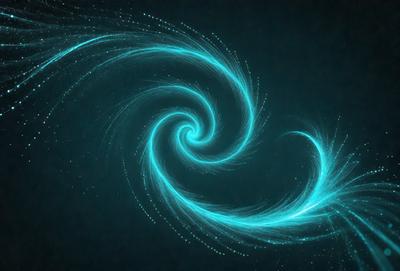 The primary subject of the image is a spiral-shaped blue light, which appears to be a swirling vortex. The setting is a dark background, which contrasts with the bright blue light. The visual style is a digital art or illustration, as the spiral is depicted with a high level of detail and precision. The colors and mood of the image are predominantly blue, creating a sense of depth and tranquility.