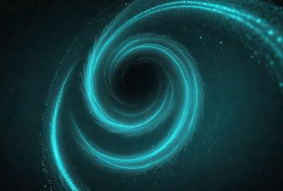 The primary subject of the image is a spiral or swirl pattern, which is the main object, scene, or focus of the image. The setting or background is a dark, blue-lit environment, which adds to the overall atmosphere. The visual style of the image is a combination of photo and digital art, creating a unique and captivating visual effect. The dominant colors in the image are blue and black, which contribute to the overall mood and aesthetic of the scene.
