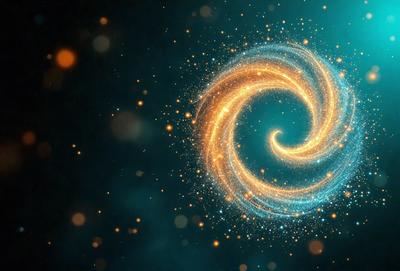 Primary subject: A brightly colored, swirling spiral, possibly a galaxy or a nebula, with a blue background.

Setting/background: The spiral is set against a blue background, which creates a contrasting and visually appealing scene.

Visual style: The image is a digital art or illustration, showcasing the spiral's vibrant colors and intricate design.

Colors and mood: The spiral is predominantly blue, with other colors such