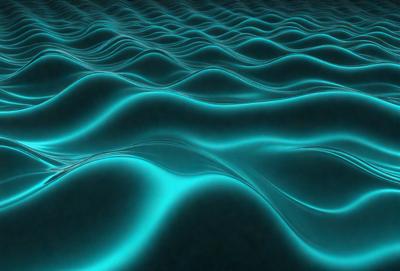 The primary subject of the image is a blue ocean with waves. The setting is a blue ocean with ripples, and the visual style is a photo. The dominant colors are blue and white, creating a calm and serene atmosphere.
