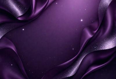 The primary subject of the image is a purple fabric with a pattern of stars. The setting is a purple background, and the visual style appears to be a digital art or illustration. The dominant colors are purple and white, creating a calm and serene atmosphere.