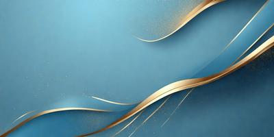 The primary subject of the image is a blue background with a gold wave pattern. The setting is a blue sky, and the visual style is a digital art or illustration. The dominant colors are blue and gold, creating a calm and serene atmosphere.