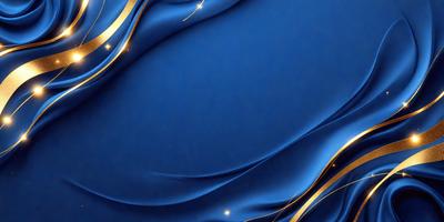 The primary subject of the image is a blue fabric with gold accents. The setting is a blue background, and the visual style appears to be a digital art or illustration. The dominant colors are blue and gold, creating a calm and soothing atmosphere.