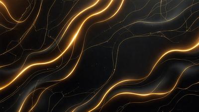 The primary subject of the image is a pattern of yellow lines on a black background. The setting appears to be a dark room, and the visual style is a combination of digital art and illustration. The dominant colors are yellow and black, creating a bold and striking pattern. The overall atmosphere of the image is dynamic and visually engaging.
