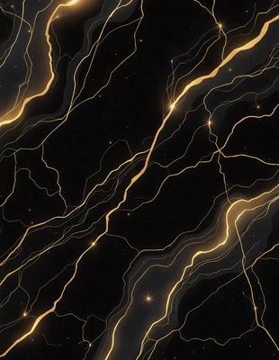 The primary subject of the image is a pattern of yellow lines on a black background. The setting appears to be a dark room, and the visual style is a combination of digital art and illustration. The dominant colors are yellow and black, creating a bold and striking appearance. The overall atmosphere of the image is dynamic and energetic, with the yellow lines resembling lightning or electricity.