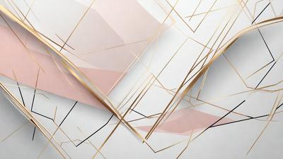 The primary subject of the image is a gold and pink artwork, which appears to be a piece of digital art or an illustration. The setting is a white background, which provides a clean and minimalist appearance. The visual style is modern and contemporary, with the gold and pink colors creating a warm and inviting atmosphere.