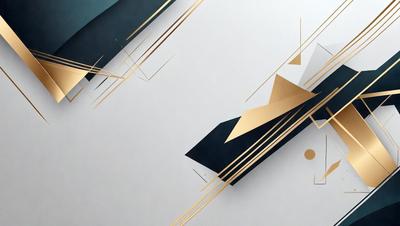 The primary subject of the image is a gold and black geometric design. The setting is a white background, which provides a clean and minimalist appearance. The visual style is a combination of digital art and illustration, creating a modern and sophisticated look. The dominant colors are gold and black, which evoke a sense of luxury and elegance.