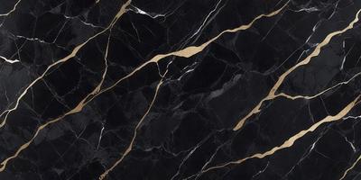 The primary subject of the image is a marble countertop with a black and gold pattern. The setting is a kitchen, and the visual style is a close-up of the countertop. The dominant colors are black and gold, creating a luxurious and elegant atmosphere.