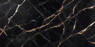 The primary subject of the image is a marble countertop with a gold pattern. The setting is a kitchen, and the visual style is a close-up of the marble countertop. The dominant colors are black and gold, creating a luxurious and elegant atmosphere.