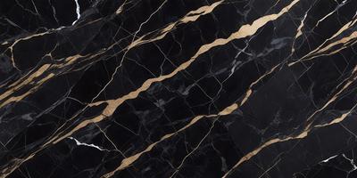 The primary subject of the image is a marble countertop with a black and gold pattern. The setting is a kitchen, and the visual style is a close-up of the countertop. The dominant colors are black and gold, creating a luxurious and elegant atmosphere.