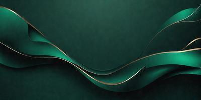The primary subject of the image is a green, curved, and wavy design. The setting is a dark green background, which creates a contrasting effect with the design. The visual style appears to be a combination of digital art and illustration, as the design is both intricate and detailed. The colors and mood of the image are predominantly dark and moody, with the green design providing a subtle contrast against the darker background.