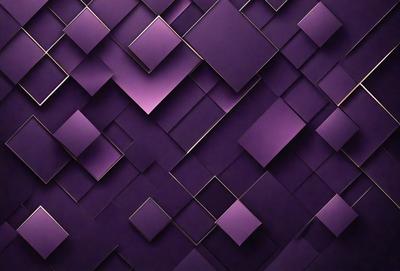 The primary subject of the image is a purple wall with a geometric pattern. The setting is a room with a purple wall, and the visual style is a digital art or illustration. The dominant colors are purple and black, creating a bold and striking atmosphere.