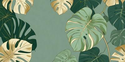 The image features a green and yellow leaf pattern, which is the primary subject. The setting is a green background, and the visual style is a patterned design. The colors and mood of the image are lively and vibrant, with the green and yellow colors creating a fresh and natural atmosphere.