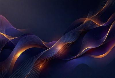 The primary subject of the image is a blue background with a pattern of swirling lines and shapes. The setting appears to be a dark, possibly nighttime, environment. The visual style of the image is a combination of digital art and illustration, creating a unique and captivating design. The dominant colors in the image are blue and orange, with the swirling lines and shapes adding a sense of depth and movement to the overall atmosphere.