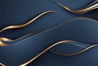 The primary subject of the image is a blue background with gold swirls and patterns. The setting is a dark blue background, which contrasts with the gold swirls. The visual style is a combination of digital art and illustration, creating a unique and eye-catching design. The colors and mood of the image are predominantly dark and moody, with the gold swirls adding a touch of warmth and elegance.