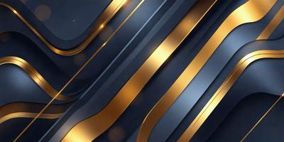 The primary subject of the image is a series of gold lines or stripes, which are the main objects in the scene. The setting is a dark background, which contrasts with the gold lines. The visual style appears to be a digital art or illustration, as the lines are smooth and well-defined. The colors and mood of the image are predominantly gold and dark, creating a sense of elegance and sophistication.