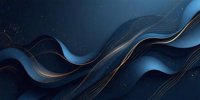 The primary subject of the image is a blue and gold swirl pattern. The setting is a dark blue background, which contrasts with the swirl pattern. The visual style is a digital art or illustration, creating a dynamic and vibrant atmosphere. The dominant colors are blue and gold, with the swirl pattern adding a sense of movement and energy to the overall composition.