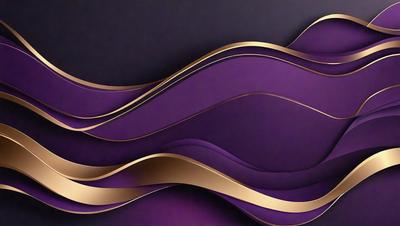 The primary subject of the image is a purple and gold wave design. The setting is a dark background, which contrasts with the vibrant colors of the wave. The visual style is a combination of digital art and illustration, creating a unique and eye-catching pattern. The dominant colors are purple and gold, giving the image a luxurious and elegant mood.