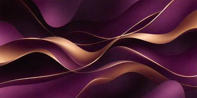 The primary subject of the image is a purple and gold painting featuring a flowing design. The setting is a wall, and the visual style is a painting. The dominant colors are purple and gold, creating a rich and vibrant atmosphere.