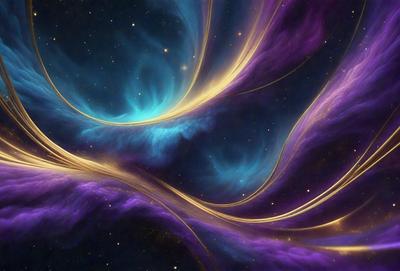 The primary subject of the image is a purple and blue swirling pattern, which appears to be a digital art or illustration. The setting is a dark, star-filled sky, creating a sense of depth and contrast. The visual style is a combination of digital art and illustration, with the swirling pattern being the main focus. The colors and mood of the image are predominantly purple and blue, giving it a serene and calming atmosphere.