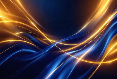 The primary subject of the image is a blue and yellow swirl pattern. The setting is a dark blue background, which contrasts with the vibrant colors of the swirl pattern. The visual style appears to be a digital art or illustration, as the swirl pattern is created through a combination of colors and lines. The overall atmosphere of the image is dynamic and energetic, with the swirl pattern evoking a sense of movement and flow.