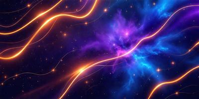 The primary subject of the image is a purple nebula, which is a swirling mass of gas and dust in space. The setting is a dark, starry sky, with the nebula being the main focus of the image. The visual style is a combination of a photo and digital art, creating a unique and captivating representation of the nebula. The colors and mood of the image are predominantly purple, which adds to the overall atmosphere of the scene.