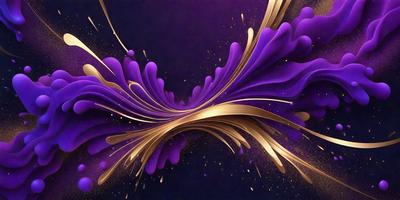 The primary subject of the image is a purple and gold swirl, which appears to be a digital art or illustration. The setting is a dark background, which contrasts with the vibrant colors of the swirl. The visual style is modern and artistic, with the swirl being the main focus of the image. The colors and mood of the image are energetic and dynamic, with the purple and gold hues creating a sense of movement and flow.