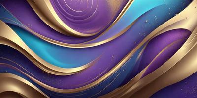 The primary subject of the image is a purple and gold swirl pattern, which is the main object, scene, or focus of the image. The setting or background features a blue and gold swirl pattern, creating a visually appealing and artistic composition. The visual style of the image is a combination of digital art and illustration, showcasing the artist's creativity and skill in designing intricate patterns. The colors and mood of the image are predominantly purple and gold, which evoke a sense