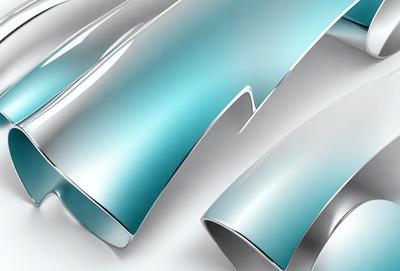 The primary subject of the image is a blue and white striped metal sheet. The setting is a white background, and the visual style is a photo. The colors and mood of the image are predominantly blue and white, creating a clean and modern appearance.