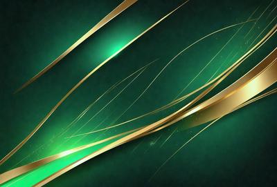 The primary subject of the image is a green and gold patterned background. The setting is a dark background, which contrasts with the vibrant colors of the pattern. The visual style appears to be a combination of digital art and illustration, creating a unique and eye-catching design. The colors and mood of the image are lively and energetic, with the green and gold colors evoking a sense of freshness and vitality.