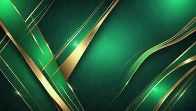 The primary subject of the image is a green and gold patterned wallpaper. The setting is a room with a green and gold wallpapered wall. The visual style is a digital art or illustration, creating a vibrant and colorful atmosphere. The dominant colors are green and gold, giving the room a lively and warm ambiance.