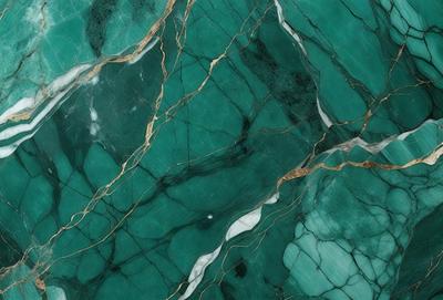 The primary subject of the image is a close-up of a marble wall with a green and gold color scheme. The setting is a room with a marble wall, and the visual style is a photo. The dominant colors are green and gold, creating a luxurious and elegant atmosphere.