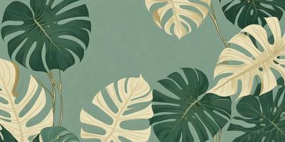 The image features a green background with a pattern of leaves. The leaves are large and have a white and green color scheme. The leaves are arranged in a way that creates a visually appealing and natural scene. The overall atmosphere of the image is serene and calming, with the leaves providing a sense of tranquility.