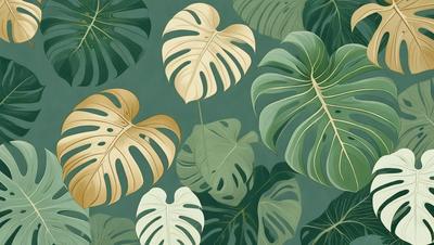 The image features a large green leaf with a yellow heart shape in the center. The leaf is surrounded by other green leaves, creating a lush and vibrant scene. The visual style of the image is a combination of a photo and a painting, giving it a unique and artistic appearance. The dominant colors in the image are green and yellow, creating a warm and inviting atmosphere.
