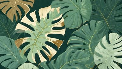 The image features a large green leaf with brown spots, which is the primary subject. The leaf is placed on a green background, creating a vibrant and natural setting. The visual style of the image is a combination of photo and digital art, as it appears to be a close-up of a leaf with a detailed texture. The dominant colors in the image are green and brown, giving it a lush and earthy atmosphere.