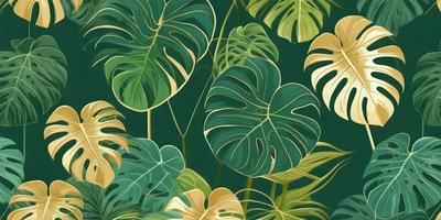 The image features a lush green plant with large leaves, which is the primary subject. The plant is surrounded by a variety of other plants, creating a dense and vibrant scene. The setting appears to be a tropical or jungle-like environment, with the plants growing in a natural and abundant manner. The visual style of the image is a combination of photo and digital art, as it captures the beauty and intricacy of the plant life. The colors and mood of the image are predominantly green, with