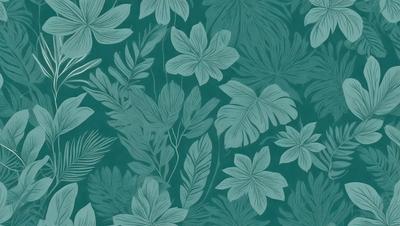 The primary subject of the image is a green and white floral pattern, which is the main focus of the image. The setting is a blue background, which complements the floral pattern. The visual style is a combination of digital art and illustration, creating a unique and eye-catching design. The colors and mood of the image are predominantly green and white, giving it a fresh and natural feel.