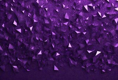 The primary subject of the image is a purple background with a pattern of triangles. The setting appears to be a space or a futuristic environment. The visual style is a combination of digital art and illustration, creating a unique and intriguing design. The dominant colors are purple and white, giving the image a calm and serene atmosphere.