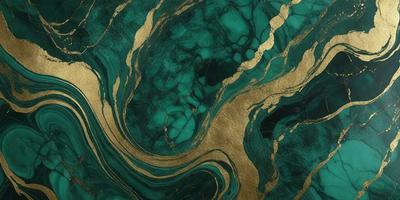 The primary subject of the image is a green and gold swirl pattern, which appears to be a design or artwork. The setting is a surface with a blue background, which complements the green and gold colors of the swirl pattern. The visual style of the image is a combination of digital art and illustration, creating a unique and eye-catching design. The colors and mood of the image are vibrant and lively, with the green and gold colors evoking a sense of energy and movement.