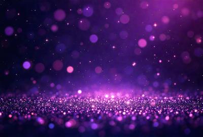 The primary subject of the image is a purple background with a multitude of purple and white stars scattered throughout. The setting appears to be a night sky, with the stars creating a sense of depth and dimension. The visual style of the image is a combination of a photo and digital art, as the stars are arranged in a pattern that gives the impression of a painting. The colors and mood of the image are predominantly purple and white, creating a serene and calming atmosphere.