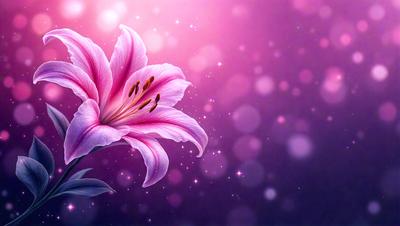 The primary subject of the image is a pink flower with purple petals, which is the main focus of the image. The setting is a pink background, creating a visually appealing contrast with the flower. The visual style is a digital art, as the flower is depicted in a detailed and realistic manner. The colors and mood of the image are predominantly pink and purple, giving the image a warm and inviting atmosphere.