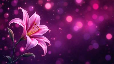 The primary subject of the image is a pink flower with purple petals, which is the main focus of the image. The setting is a purple background, creating a visually appealing contrast with the flower. The visual style is a digital art, as the flower is depicted in a stylized manner. The colors and mood of the image are predominantly pink and purple, giving it a warm and inviting atmosphere.
