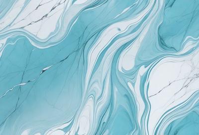 The primary subject of the image is a blue and white marbled tile. The setting is a bathroom, as indicated by the presence of the marbled tile. The visual style is a close-up of the tile, showcasing its intricate design. The dominant colors are blue and white, creating a calm and soothing atmosphere.