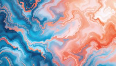 The primary subject of the image is a colorful, swirling pattern that resembles a painting or a digital artwork. The setting is a blue and pink background, which adds to the vibrant and lively atmosphere of the scene. The visual style appears to be a combination of photo and digital art, creating a unique and captivating image. The dominant colors are blue, pink, and orange, which contribute to the overall mood of the artwork, evoking a sense of energy and creativity.