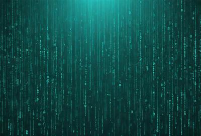 The primary subject of the image is a pattern of binary code, which is displayed on a green background. The setting appears to be a digital artwork or illustration, as the code is presented in a visually appealing manner. The visual style is a combination of digital art and illustration, creating a unique and intriguing design. The colors and mood of the image are predominantly green, which adds to the overall atmosphere of the digital artwork.