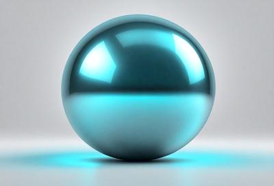 The primary subject of the image is a large, blue, round ball. The setting is a white background, which provides a clean and minimalist appearance. The visual style is a digital art, as the ball appears to be a 3D model or a computer-generated image. The colors and mood of the image are predominantly blue, giving it a calm and serene atmosphere.