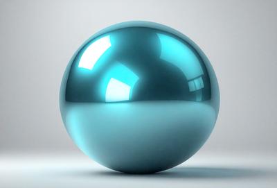 The primary subject of the image is a large, blue, round ball. The setting is a white background, which provides a clean and minimalist appearance. The visual style is digital art, as the ball appears to be a 3D model or a computer-generated image. The colors and mood of the image are predominantly blue, giving it a calm and serene atmosphere.