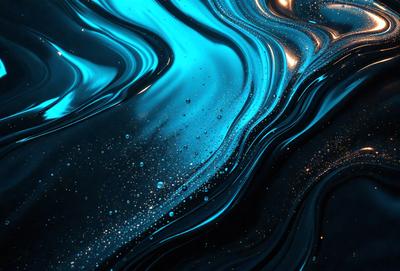 The primary subject of the image is a blue and white swirling pattern, which appears to be a digital art or illustration. The setting is a dark background, which contrasts with the swirling pattern. The visual style is modern and captivating, with the blue and white colors creating a sense of depth and movement. The overall atmosphere is dynamic and visually appealing.